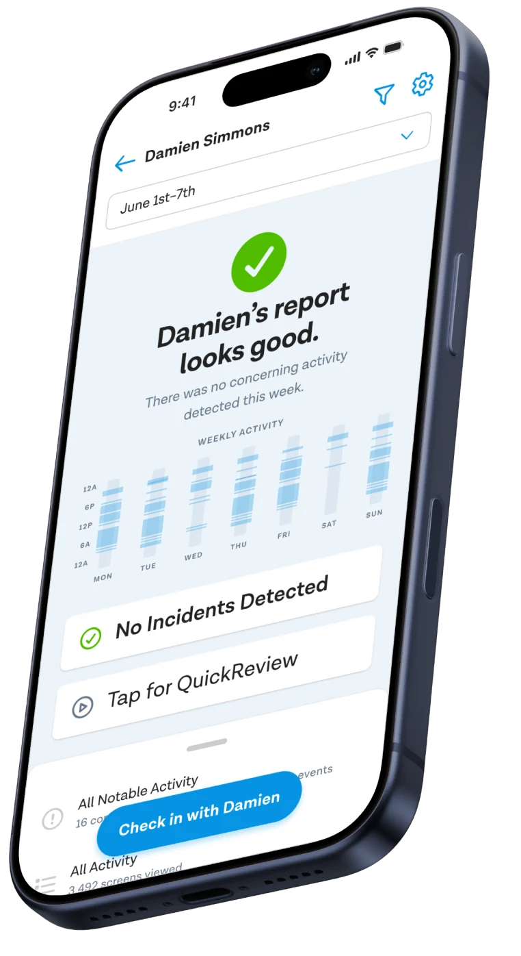 The Ever Accountable app showing a weekly accountability report